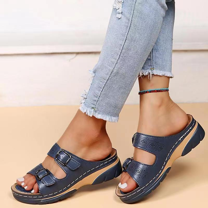 Elarith - Sandales femme orthopédiques confortables avec double bride réglable