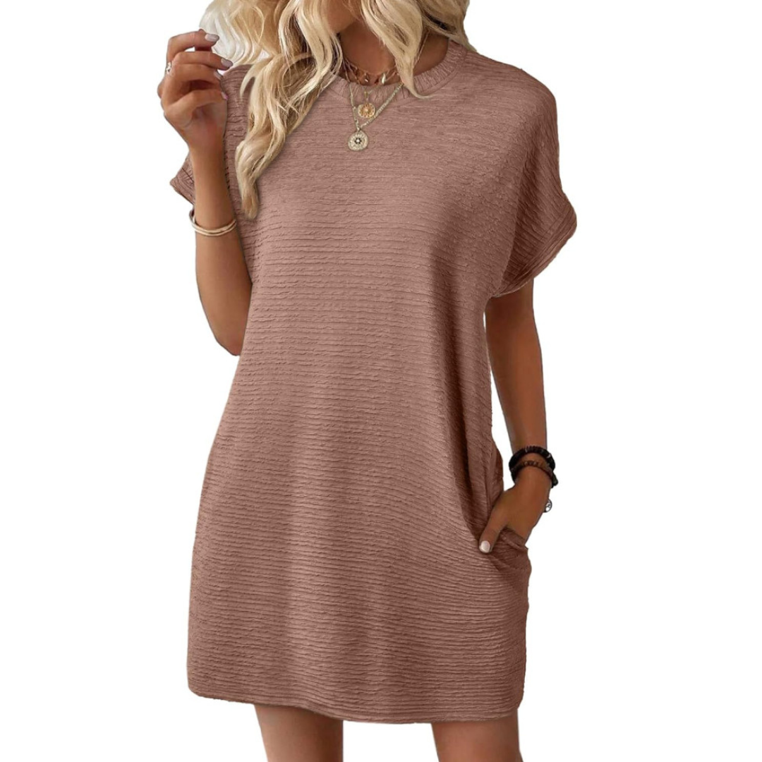 Aurellia - Robe d’été femme à col rond et coupe décontractée