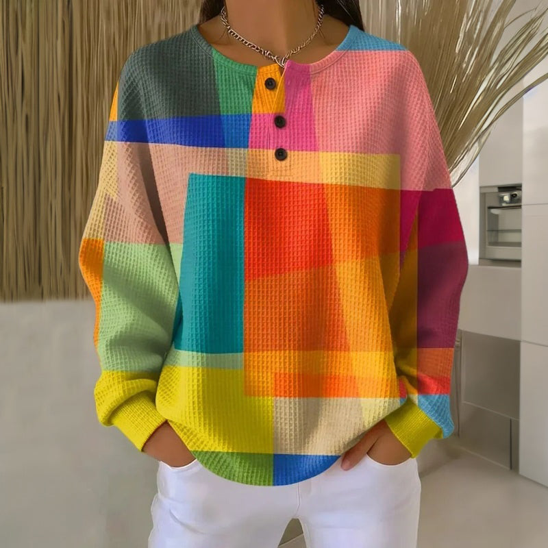 Louison - Sweat femme coloré à boutons