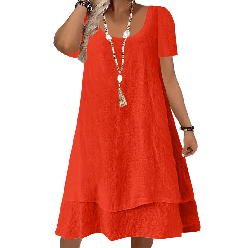 Briellea - Robe femme ample à col rond et manches courtes