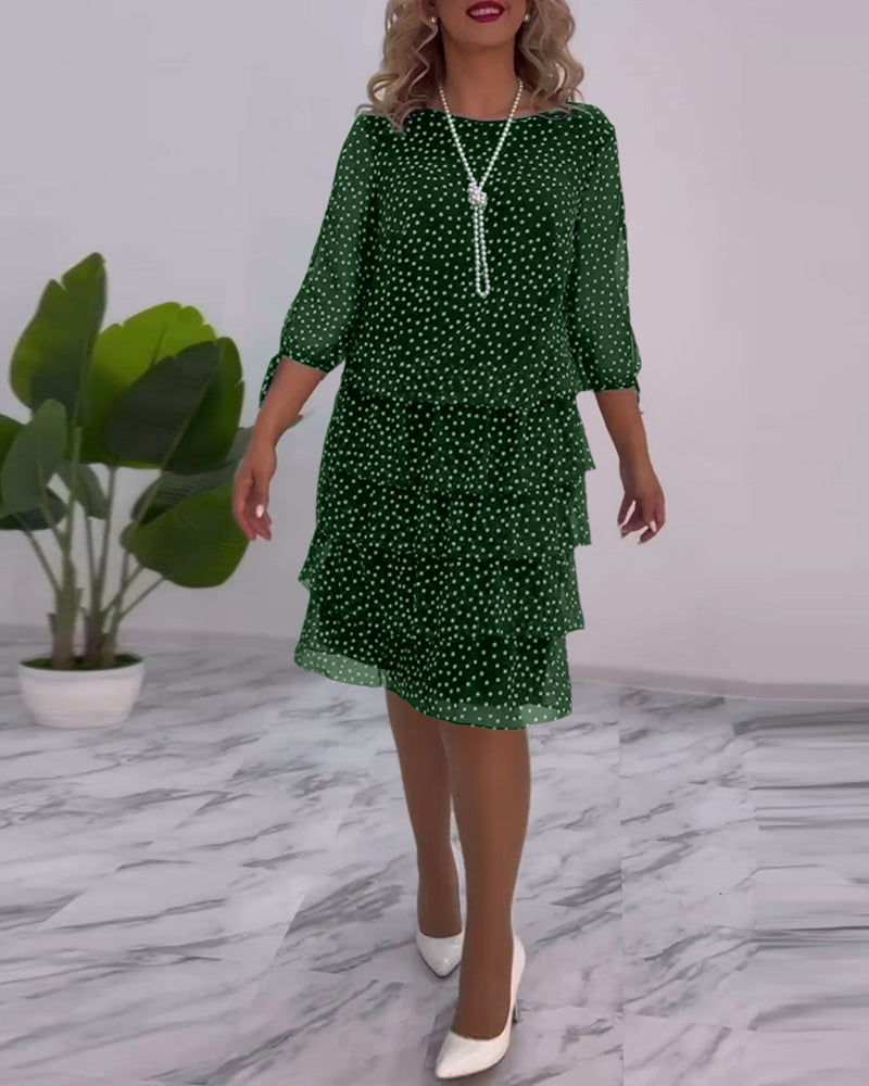 Fallon - Robe femme à pois avec manches en dentelle