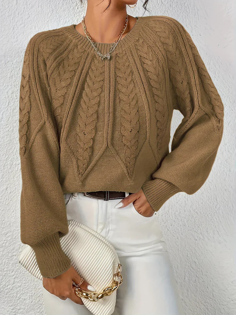 Cezanne - Pull épais à manches bouffantes pour femme