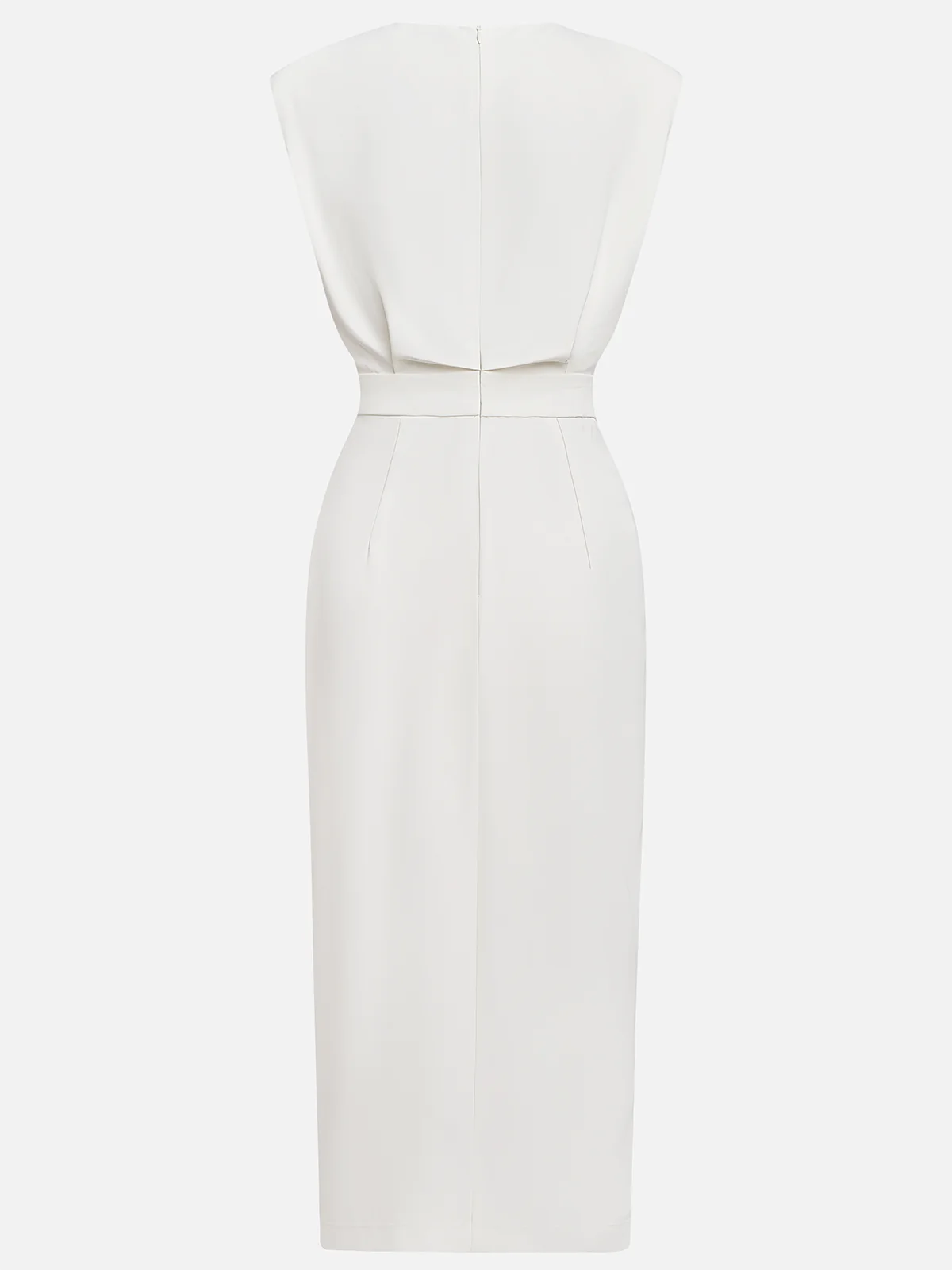 Floralia - Robe midi unie avec fente à boutons et décolleté rond