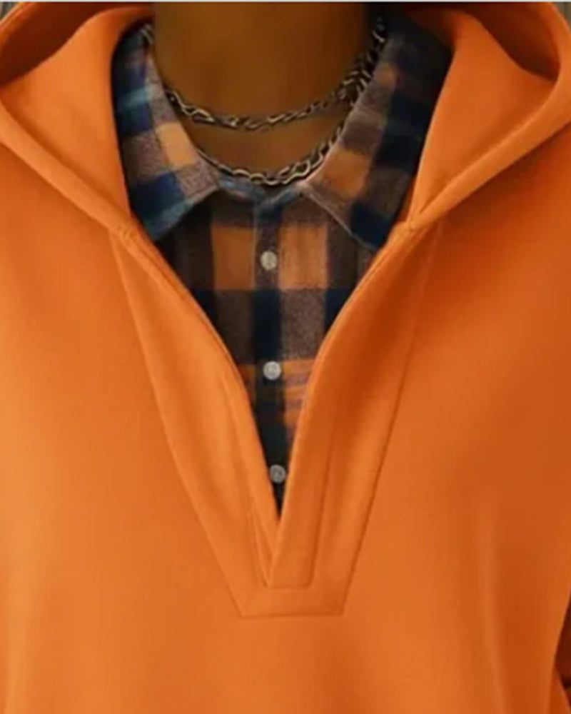 Ceralinae - Sweat à capuche, ensemble deux pièces, imitation tartan