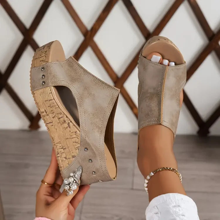 Cyravynne - Sandales compensées femme confortables à soutien orthopédique