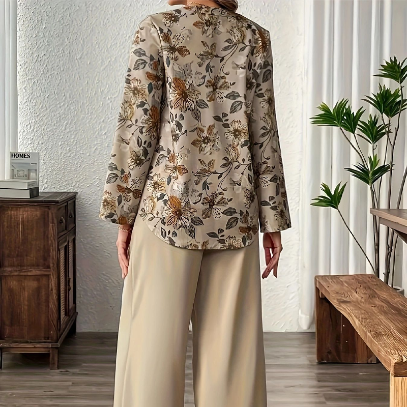 Cynellea - Ensemble femme chemisier floral pantalon fluide chic quotidien