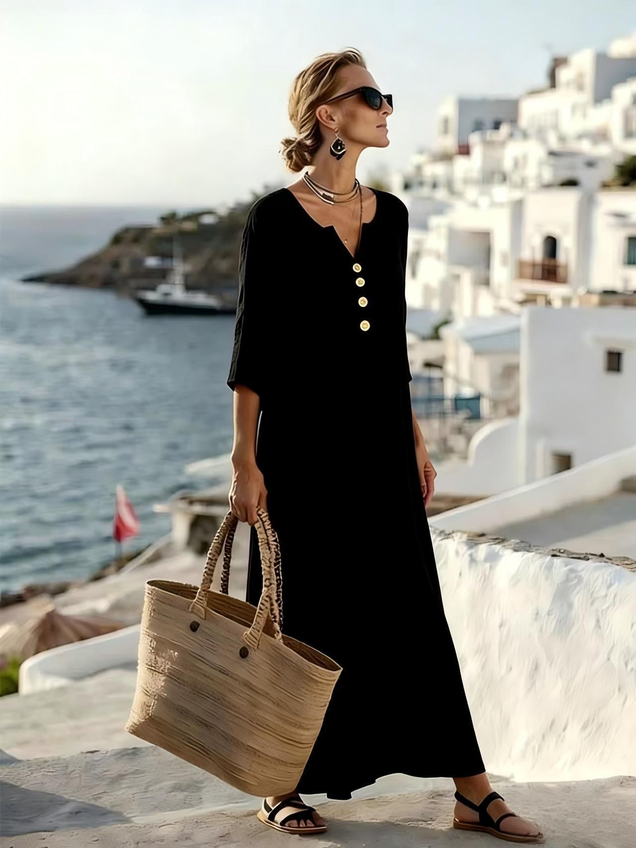 Ilyxa - Robe Femme Longue Lin Confort Fluide Pour Été Quotidien