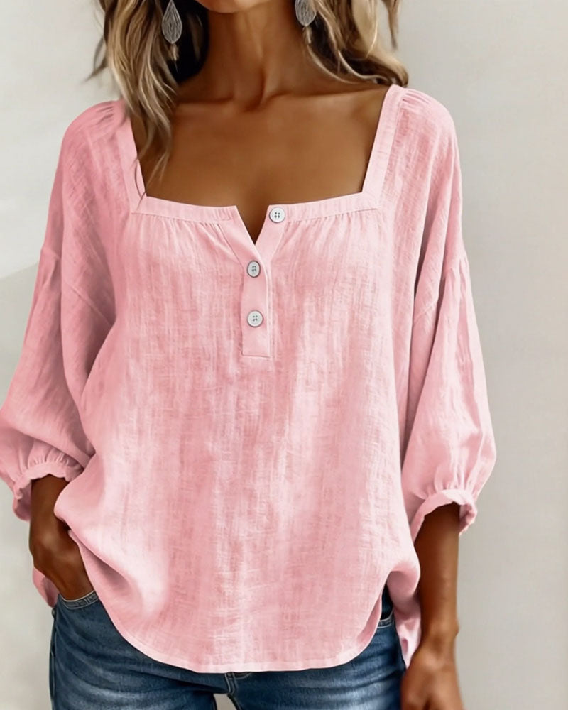 Glyressa - Blouse Femme Élégante à Col Carré