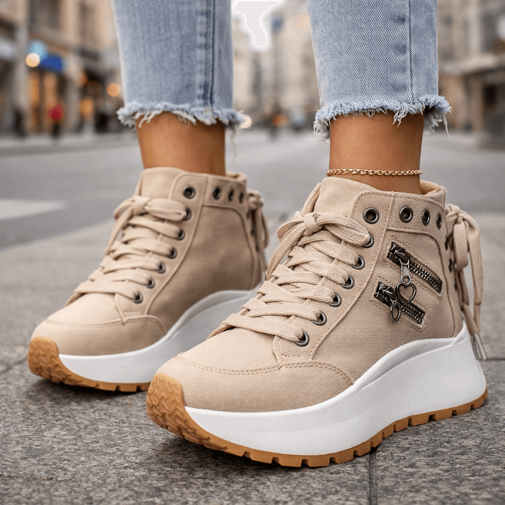 Jasmyra - Baskets plateforme femme denim bleu style chunky moderne
