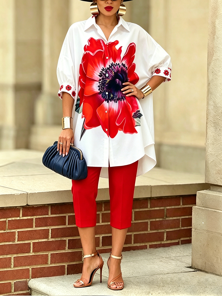 Jexira™ - Top Femme Imprimé Floral avec Pantalon Coupe Ample