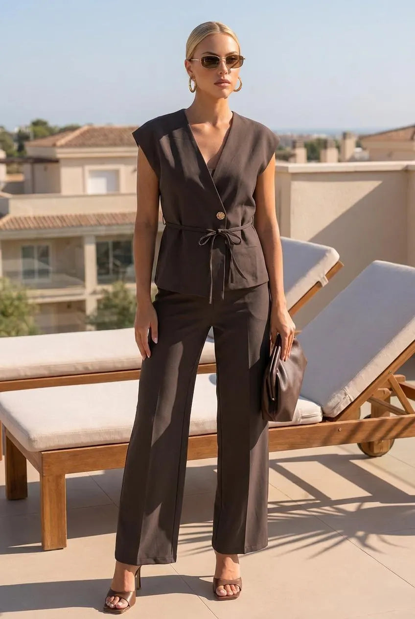 Rosivelle - Ensemble femme veste sans manches et pantalon