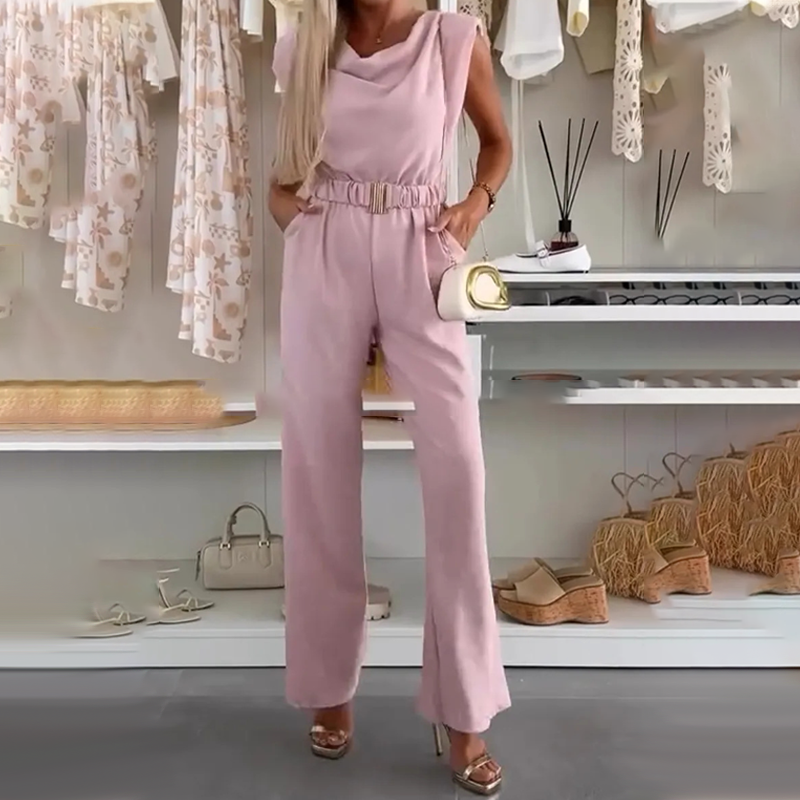 Loxellea - Combinaison Femme Fluide Taille Marquée Élégante Usage Quotidien