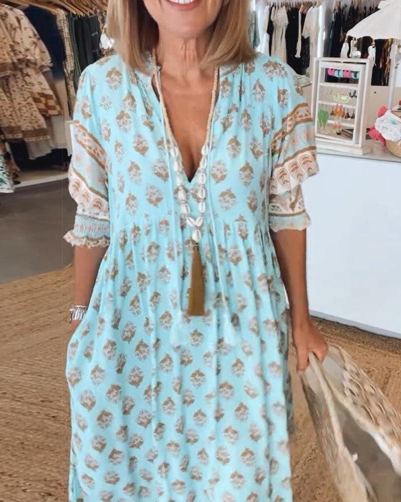 Flavie - Robe Décontractée à Coupe Ample avec Imprimé