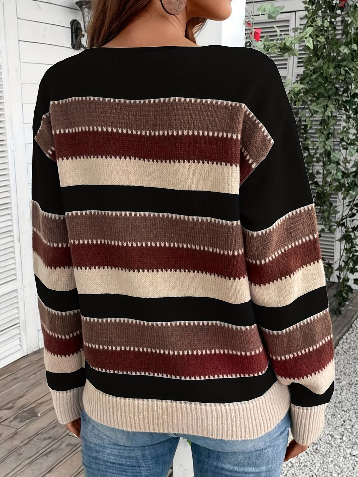 Lucette - Pull femme rayé en maille à manches longues