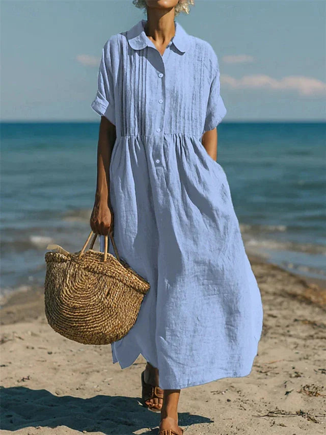 Iverra - Robe Chemise Décontractée en Coton