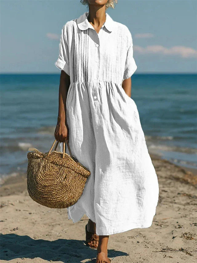 Iverra - Robe Chemise Décontractée en Coton