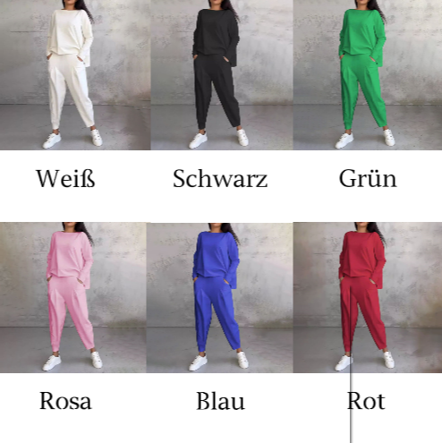 Ophélie - Long Sleeves with Round Neck & Pants 2 Piece Set