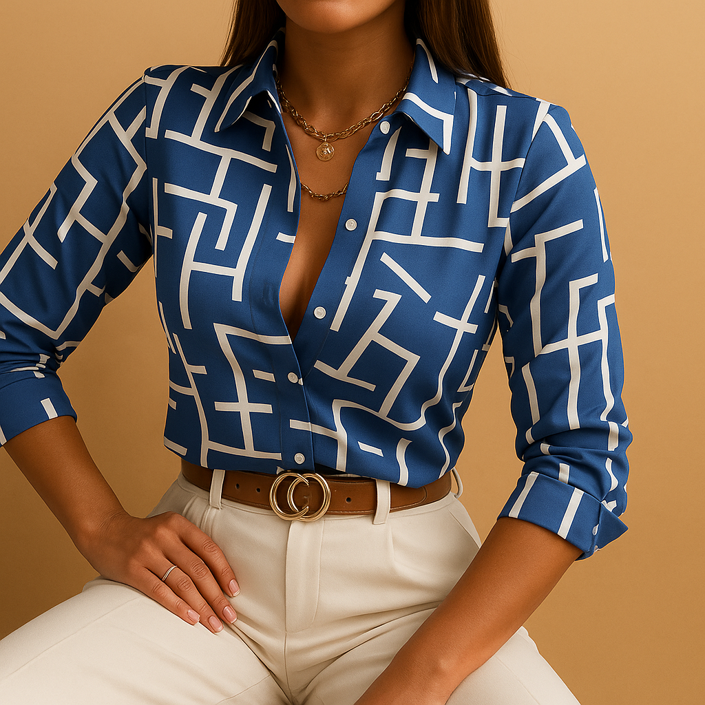 Elena - Blouse with Colourful Print for Women