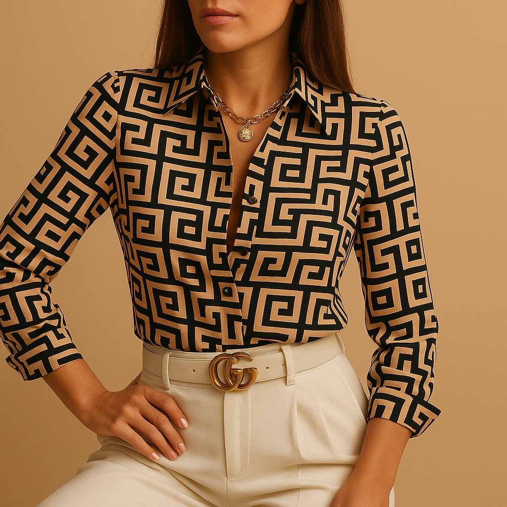 Elena - Blouse with Colourful Print for Women
