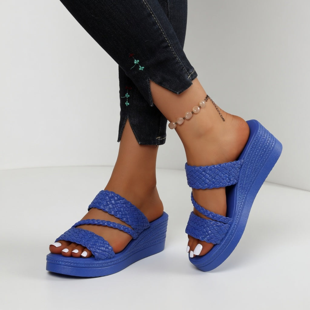 Hysoria - Sandales femme compensées tressées à brides croisées