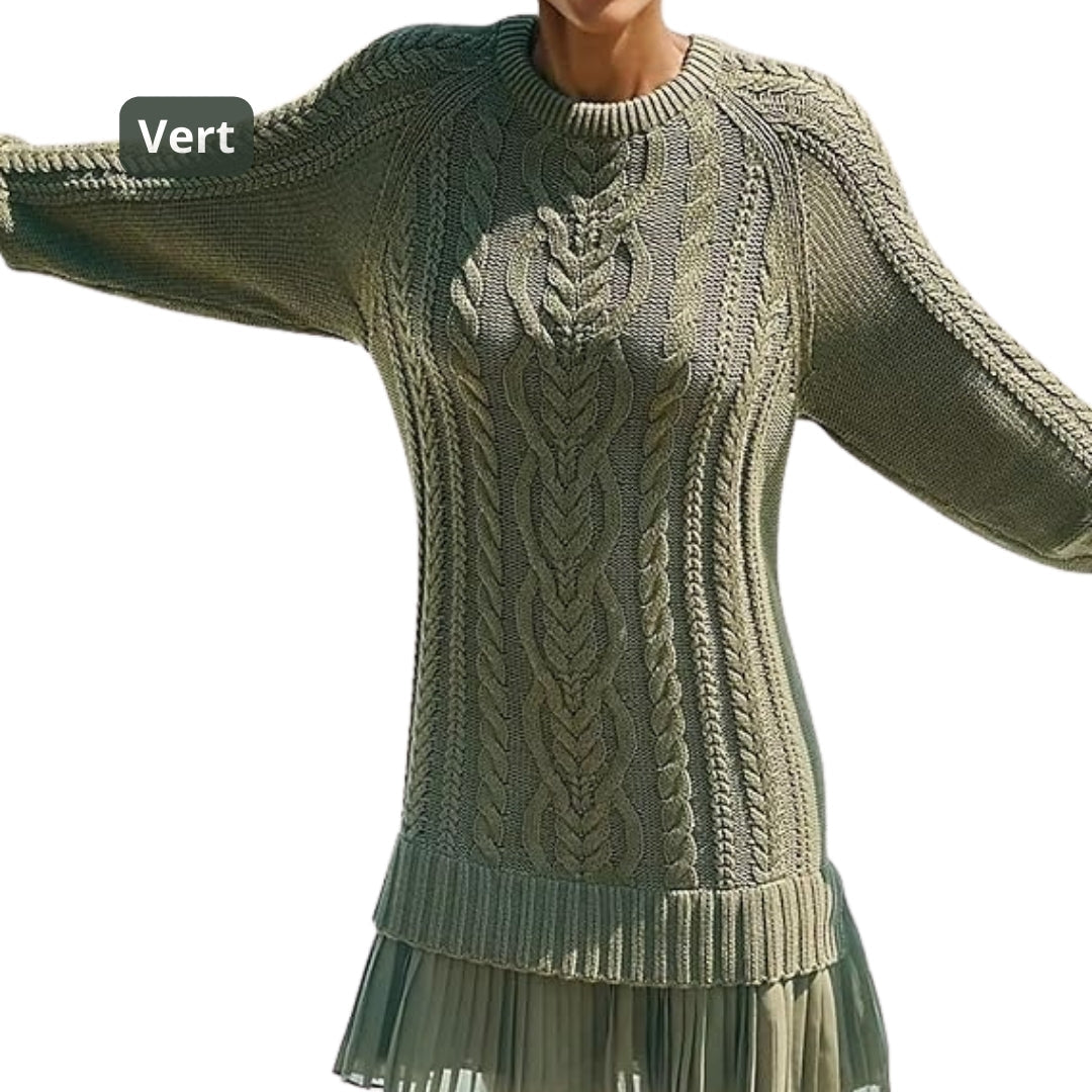 Marivessa - Robe Pull Torsadée Chaude et Élégante pour l’Hiver