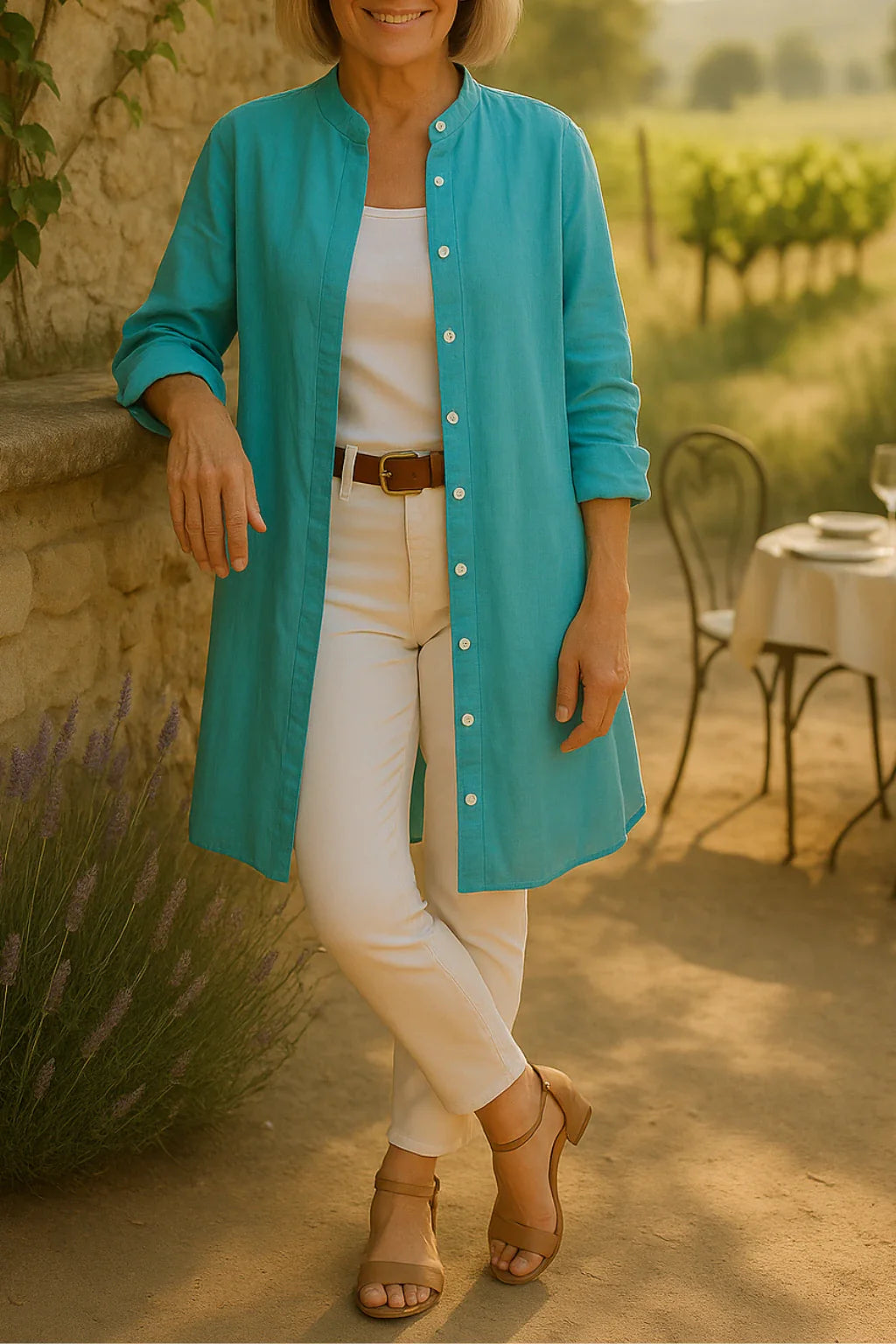 Elisca - Veste Chemise Évasée en Coton