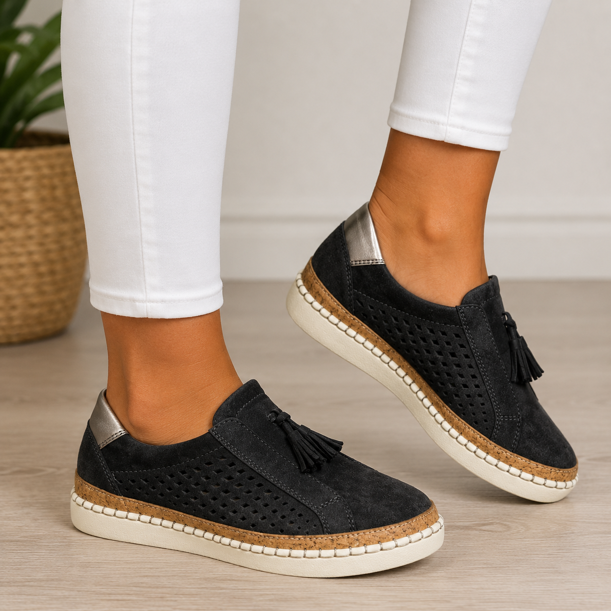 Briony - Mocassins femme ajourés avec semelle épaisse et pampilles