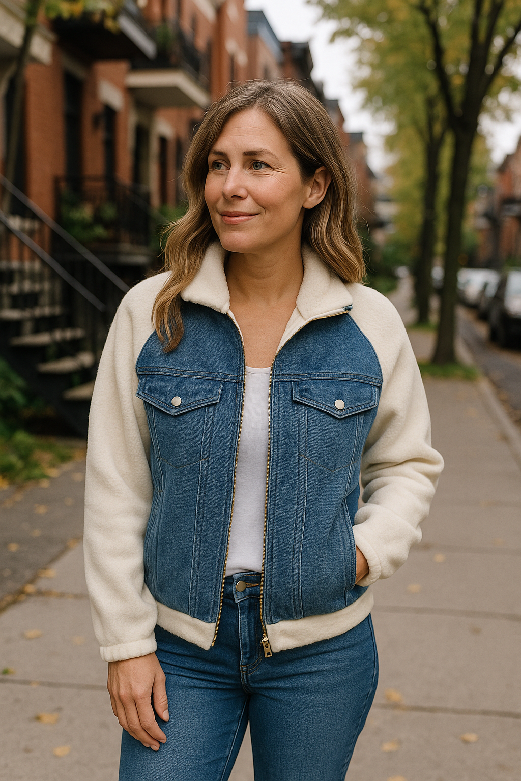 Lilia - Veste en Jean à Fermeture Éclair