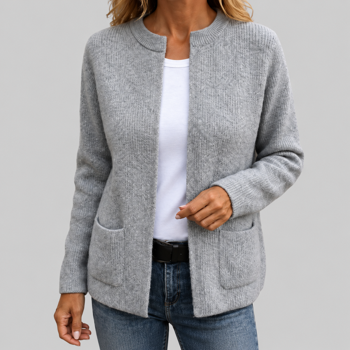 Fenne - Gilet femme en tricot doux avec fermeture zippée