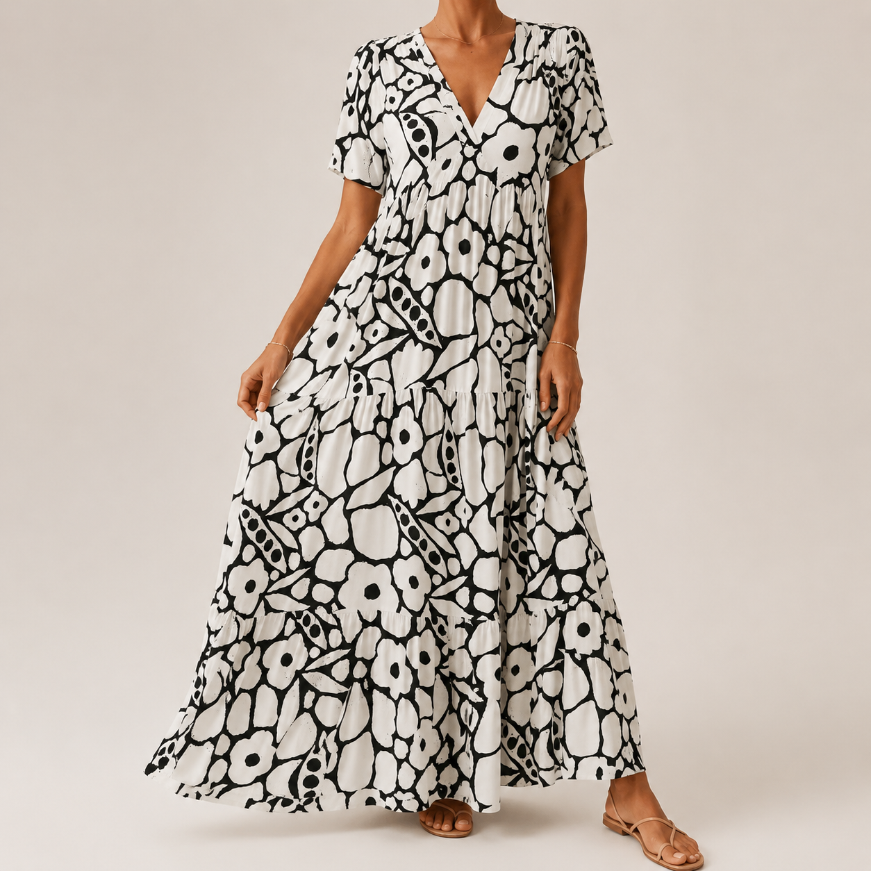 Perenza - Robe longue femme bohème à imprimé floral et col en V