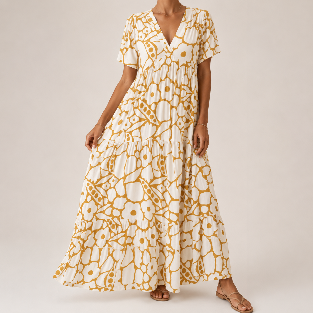 Perenza - Robe longue femme bohème à imprimé floral et col en V