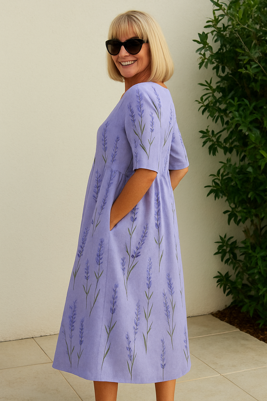 Gavessia - Robe midi femme imprimée style décontracté élégant