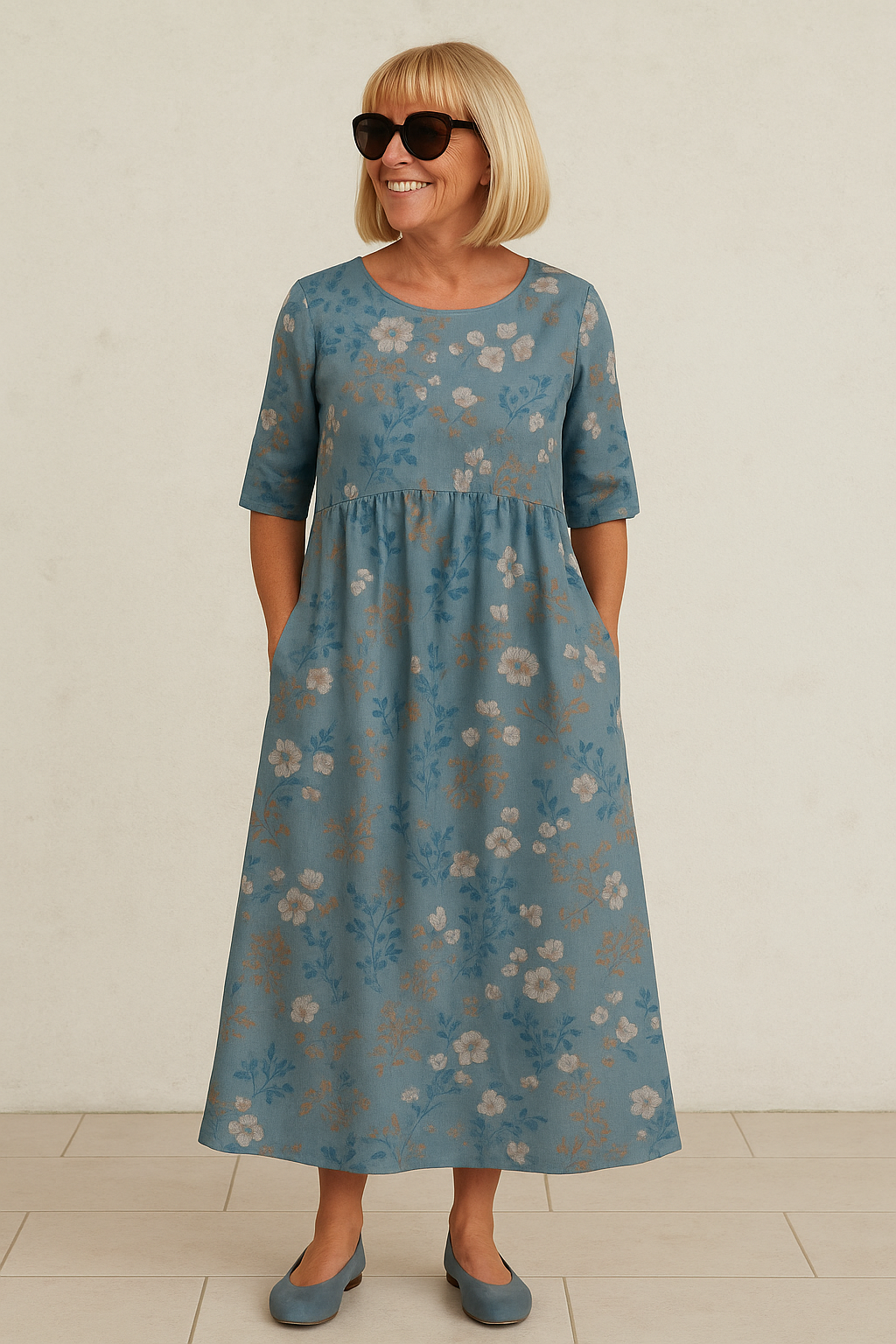 Gavessia - Robe midi femme imprimée style décontracté élégant