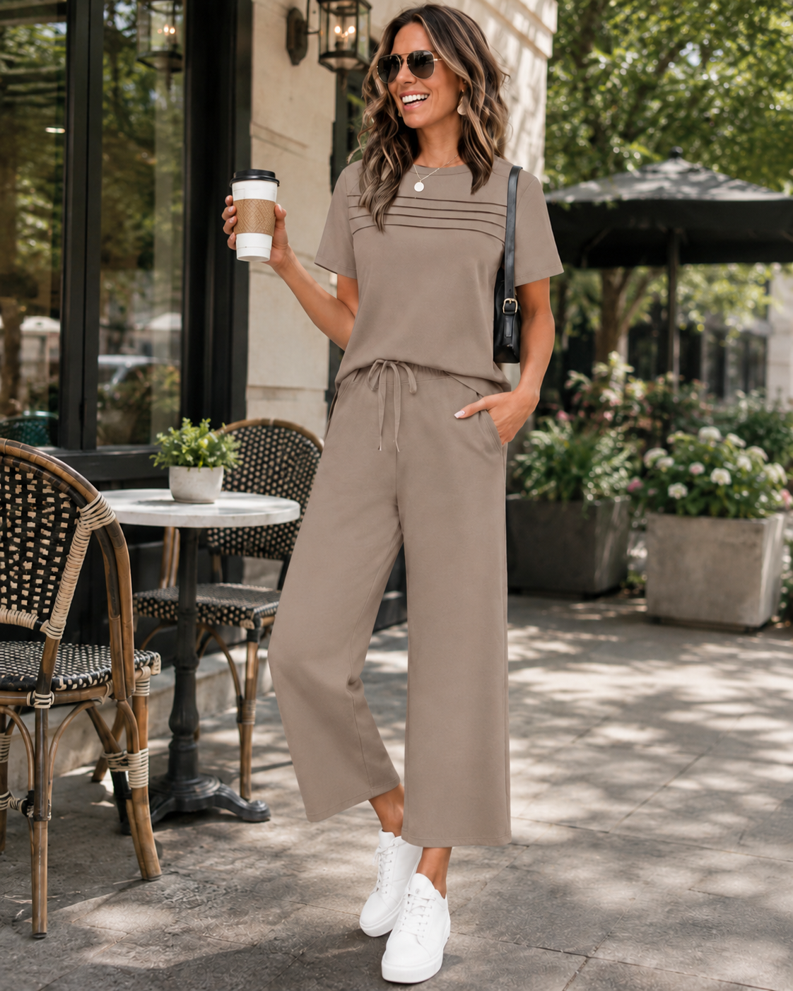 Liorenna - Ensemble femme décontracté deux pièces avec pantalon ample