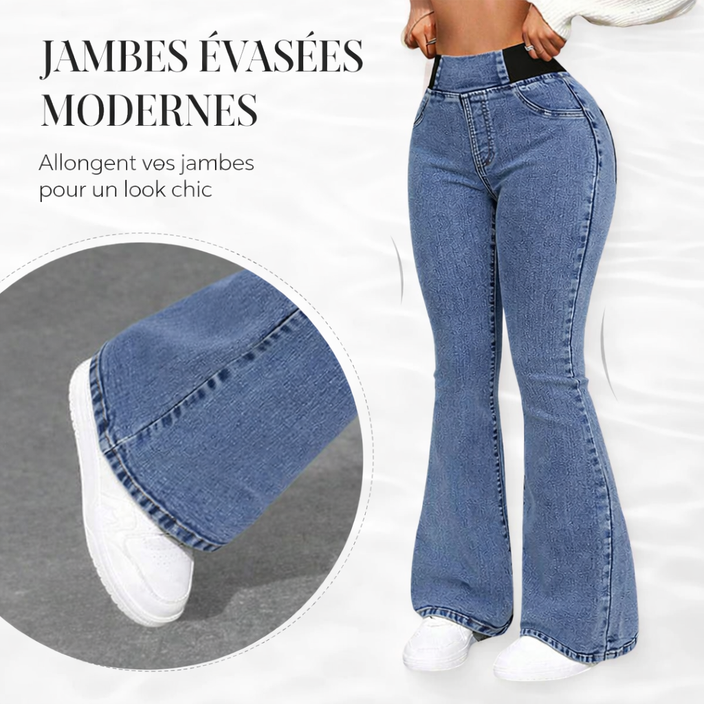 Rovindra - Jean Évasé Taille Haute Stretch Femme