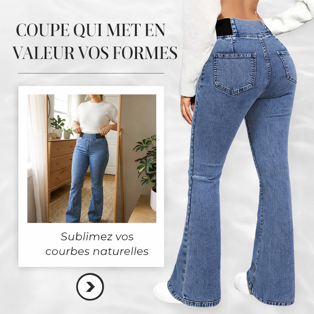 Rovindra - Jean Évasé Taille Haute Stretch Femme
