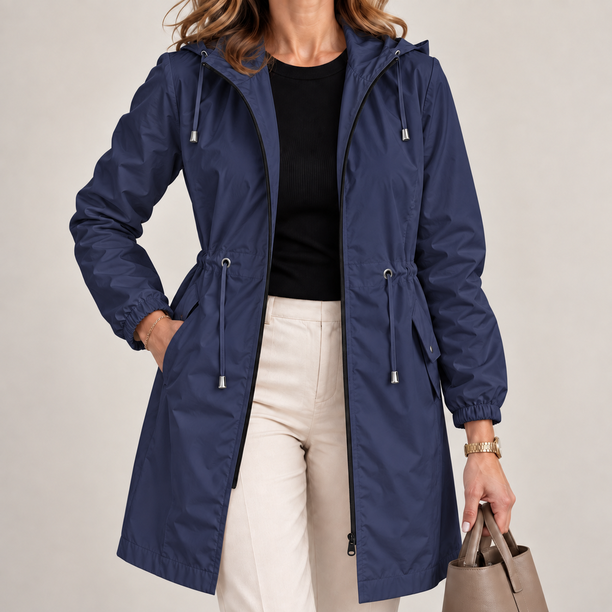 Mirette - Parka femme légère imperméable avec capuche ajustable