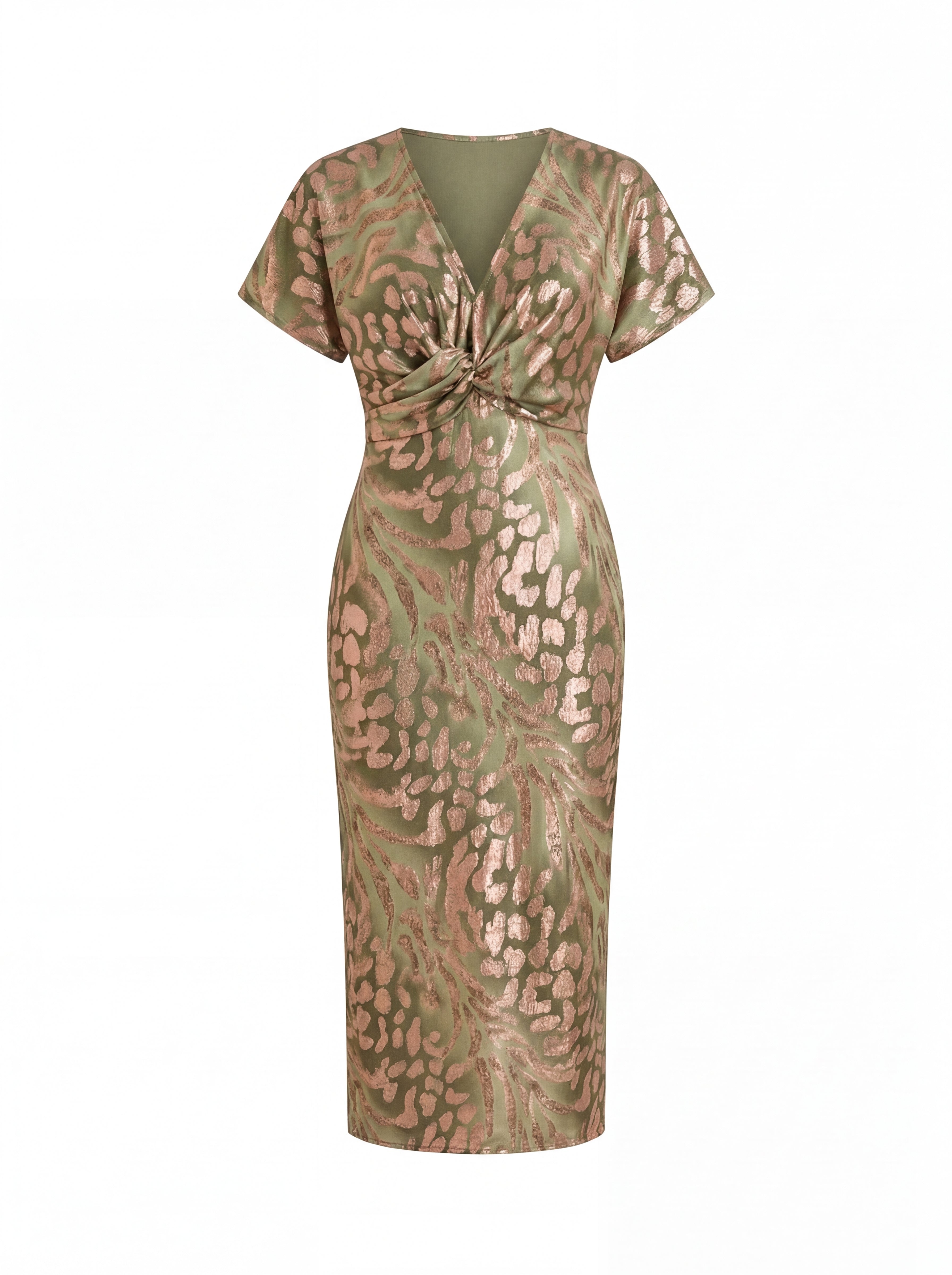 Rovella - Robe Midi Femme Drapée Nœud Élégant Style Sophistiqué
