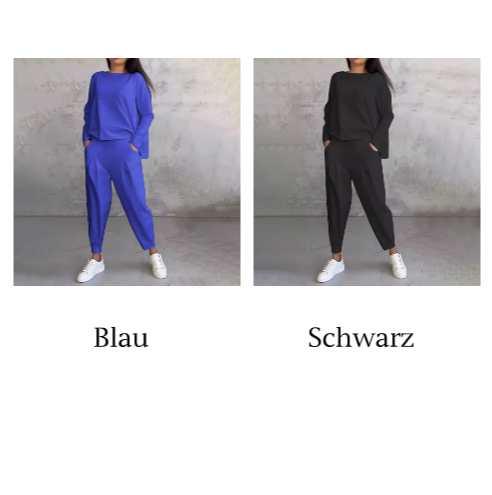 Ophélie - Long Sleeves with Round Neck & Pants 2 Piece Set