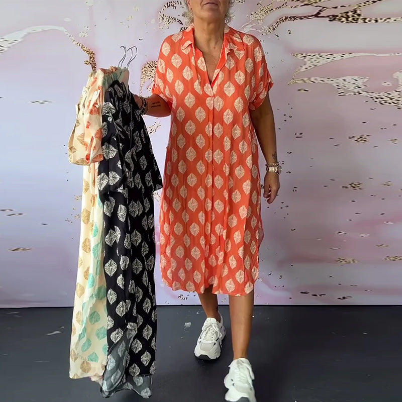 Davina - Robe Chemise Ample à Manches Courtes
