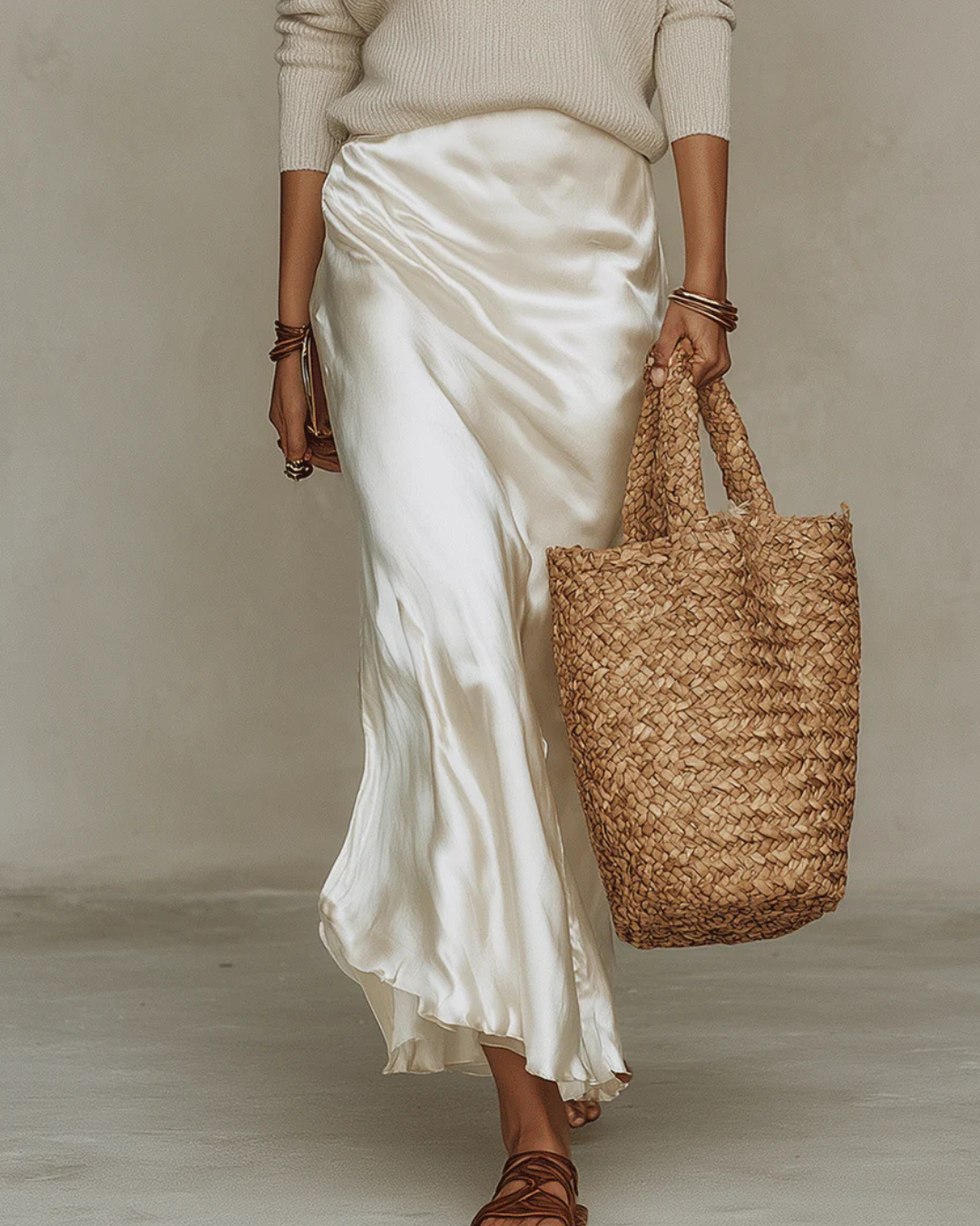 Elyxa - Ensemble robe midi satinée avec pull assorti style élégant moderne