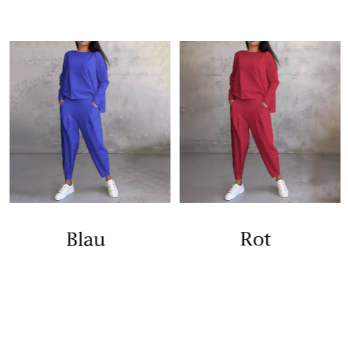Ophélie - Long Sleeves with Round Neck & Pants 2 Piece Set