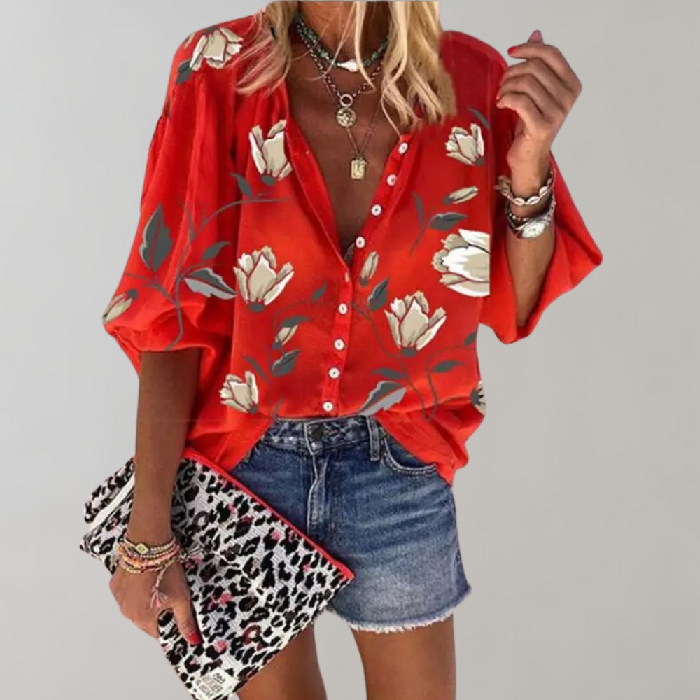 Yelena - Blouse d'Été à Imprimé Floral pour Femmes