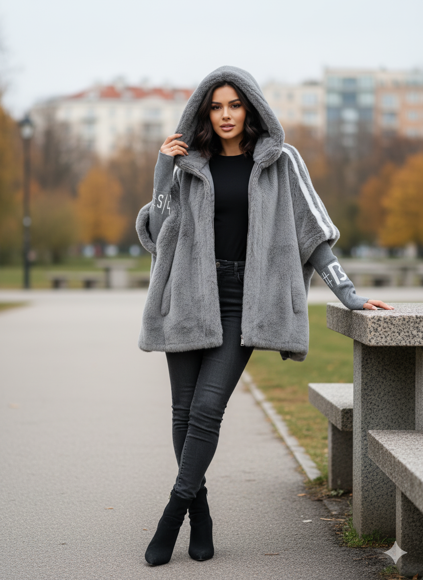 Fioralyn - Manteau à Capuche en Fausse Fourrure pour Femmes