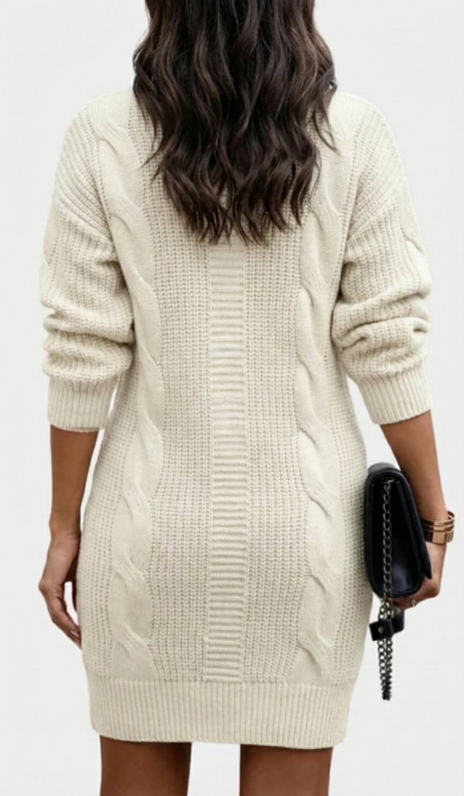 Elinora - Robe Pull Col Roulé Maille Cosy
