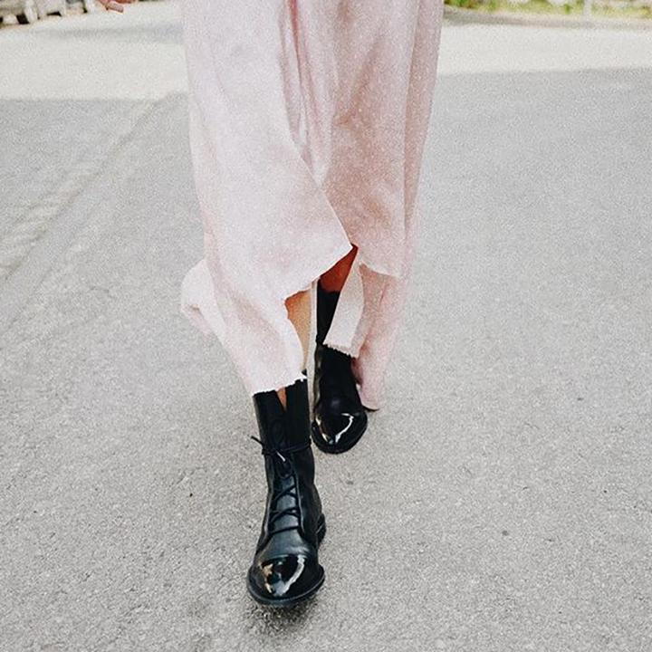 Mireille - Bottes en cuir verni style britannique pour femmes