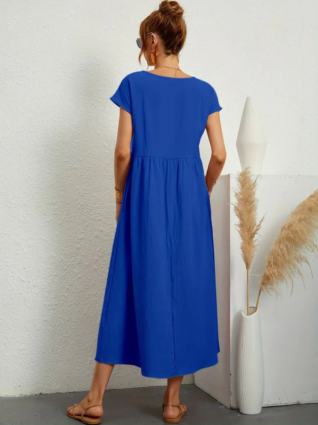 Quessara - Robe Midi Décontractée Coupe Fluide