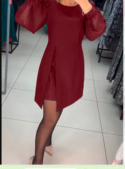 Carine - Robe midi deux-pièces élégante avec fente haute