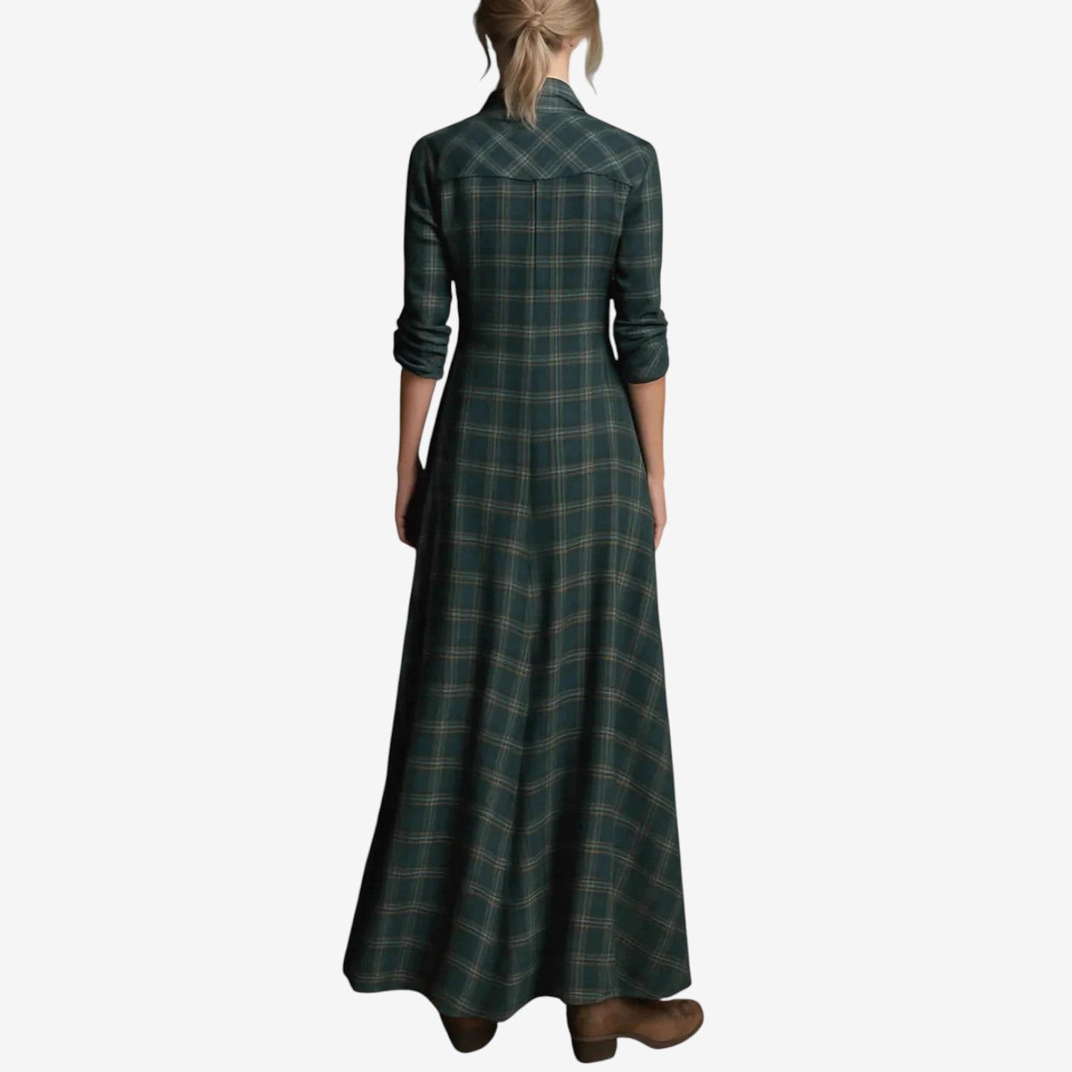 Dahlira - Robe Longue Élégante À Col Boutonné