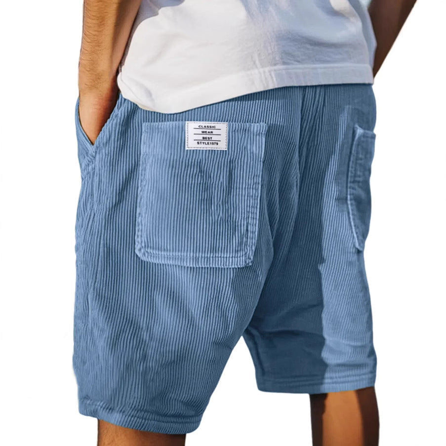 Gideon - Short homme velours côtelé poches taille élastique casual